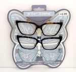 Betsey Johnson 3 Pairs +2.0 Reading Glasses Multicolor Cat Eye Plastic Frames. Fixed Price $15.99.