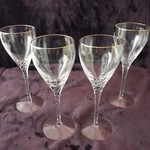Gold Rimmed Crystal Wine Glasses Set Of Four 8 High 2 3/4 Diameter. Fixed Price $39.95.