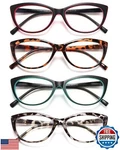 Eyeurl 4 Pack Cat Reading Glasses For Women, Blue Light Blocking Readers. Fixed Price $34.99.