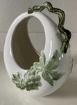 Vintage Hull Tokay Tuscany 11 Ceramic Moon Basket Lt. Green Grapes Vines. Fixed Price $29.00.