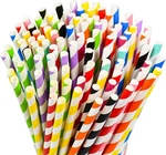 100 Counts 7.75 Inch Colorful Striped Disposable Paper Drinking Sts,. Fixed Price $64.99.