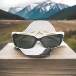Aj Megan Sunglasses Unisex Ivory/black Frame Green Lens Retail $100.00. Fixed Price $29.90.