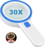 Magnifying Glass With 12 Led LIGHTS,30X Double Lens Handheld Illuminated. Fixed Price $17.99.