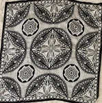 Square Adrienne Vittadini Scarf Black White Symmetry Pattern 35" Sq. Hand Rolled. Fixed Price $24.00.