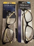 Foster Grant Kinsey Pair Black Gold Reading Glasses +2.00 New With Cases!. Fixed Price $24.99.