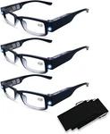 3 Pack Reading Glasses With Lights And Magnifier. Fixed Price $21.09.