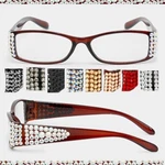 Crystal Rhinestone Rectangular Reading Glasses Optical Lucite Frame Bling Cat. Fixed Price $39.99.