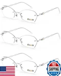 Luff Rimless Blue Blocking Reading Glasses Women Lightweight Metal Classic. Fixed Price $27.29.