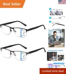 Sleek Blue Light Blocking Reading Glasses 2 Pack Semi-rimless Design For Men. Fixed Price $50.34.