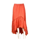 Trina Turk 100% Linen Pull On Maxi Skirt Women's Orange Ruffle Hem Beach Causal. Fixed Price $30.00.