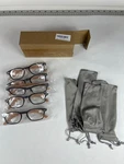 Lot GR8SIGHT Reading Glasses +0.75 Black Frames Wood Arms W/ Cases New. Fixed Price $12.99.
