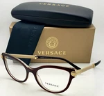 New Versace Reading Glasses 3270-Q 5300 54-17 Brown Tan Frames Cateye Readers. Fixed Price $359.99.