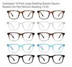 Eyekepper 10-PACK Large Square Reading Glasses +3.50 Women Spring Hinge. Fixed Price $20.49.