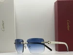 Cartier Silver Buffalo Horn Gradient Blue Lens Sunglasses CT0286O 57-17-145MM. Fixed Price $299.00.