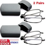 2 Pairs Folding Reading Anti Blue Light Pocket Eyeglasses W/ Cases Us. Fixed Price $10.69.