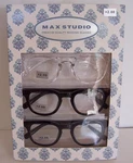 Max Studio 3 Pk Reading Glasses Readers +2.00 Clear/black/navy Blue. Fixed Price $24.00.