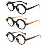 Dxyxyo 3 Pack Round Reading Glasses For Black+black Orange+leopard Green. Fixed Price $21.73.