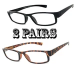 2 Pairs Combo Retro Rectangular Frame Reading Glasses Spring Hinges Temples. Fixed Price $19.95.