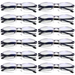 12PK Mens Rectangular Rimless Blue Light Blocking Reading Glasses Unisex Readers. Fixed Price $16.55.