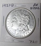 Au 1921-D Morgan Silver Dollar About Uncirculated Cleaned Denver Mint (21025). Fixed Price $125.00.
