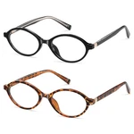 Reading Glasses 2PACK Blue Light Blocking +2.0 Black Demi Pubowt PT2009 Oval. Fixed Price $35.99.