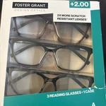 Design Optics By Foster Grant Reading Glasses, 3-PK,+2.00. Fixed Price $15.00.