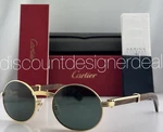 Cartier Oval Sunglasses Gold Brown Wood Green Lenses 55MM CT0464S 015 New. Fixed Price $2399.99.