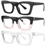 Okany Blue Light Blocking Glasses One Size, 3 Pack Black + Red White. Fixed Price $18.09.