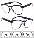 Retro Round Inner Bifocal Reading Glasses Keyhole Bridge Silver Rivet. Fixed Price $13.95.
