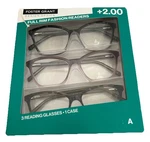 Design Optics By Foster Grant Kiersey Plastic Square Reading Glasses, 3-PK,+2.00. Fixed Price $15.98.