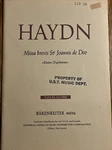 Haydn Missa Brevis St Joannis Deo Religious Choral Vocal Music Book. Fixed Price $16.64.