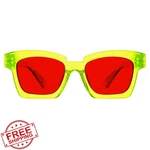 Eyekepper Screwless Blue Light Glasses NR2019-YELLOW Red Lens. Fixed Price $27.99.