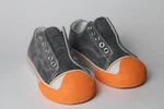 New Morgan & Milo Ltt Grey Suede Slip-on Sneakers Orange Toe Cap 10 TODDLER/6.5". Fixed Price $29.99.