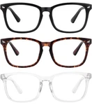 Meetsun Blue Light Blocking Glasses, Medium, 3 Pack Black + Tortoise Clear. Fixed Price $38.01.