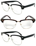 3 Pair Of Clubmaster Bifocal Reading Glasses Retro Unisex Browline Readers. Fixed Price $19.95.