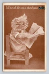 Vintage Rppc Cat Reading Newspaper Glasses Wctu Postcard 1915 Lakewood Oh. Fixed Price $7.95.