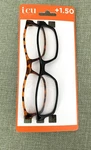 Icu Reading Glasses - Pair *new / Never Used* 1.50 Square Black & Tortoise. Fixed Price $11.20.