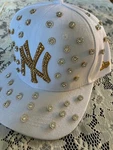 Ny Yankees Bling White Hat Hand Jeweled Swarovski Crystal Logo. Fixed Price $99.00.