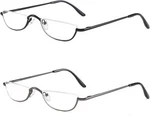 Kokobin Half Reading Glasses - 2 Pairs Rim Frame Black+gunmetal. Fixed Price $14.76.