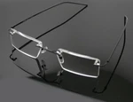 Thin Rectangle Rimless Readers With Anti-reflective Ar Coating Reading Glasses. Fixed Price $14.95.