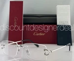 Cartier Decor Rimless Eyeglasses Silver Frame Clear Lens 56MM CT0563O 002 New. Fixed Price $999.99.