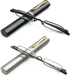 2 Pack Mini Slim Reading Glasses Spring Hinge Metal Aid Unisex Visual.... Fixed Price $21.61.