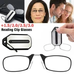 Mini Nose Clip On Portable Reading Glasses Rimless Key Chain Wallet Magnifying. Fixed Price $5.22.