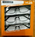 Foster Grant Kiersey Reading Glasses 3-PACK +1.50 New Box Damaged. Fixed Price $13.29.