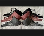 Nicole Miller New York Set Of Lace Push Up Bras Gray, Black, Mauve 34B. Fixed Price $24.99.