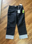 Democracy Ladies High Rise Best Boyfriend Fit Black Denim Wise Leg Size 14 Nwt. Fixed Price $38.00.