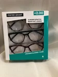 Foster Grant Full Rim Plastic Reading Glasses 3 Pack + 2.00 1908260A. Fixed Price $14.95.