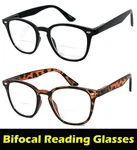 Clear Bifocal Reading Glasses Retro Square Keyhole Frame Spring Temple. Fixed Price $21.95.