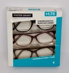 Foster Grant Dax Reading Glasses +1.75 3 Pack Design Optics. Fixed Price $13.29.