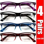 4 Pair Rectangular Spring Hinge Power Reading Reader Glasses For Womens 1-3. Fixed Price $12.49.